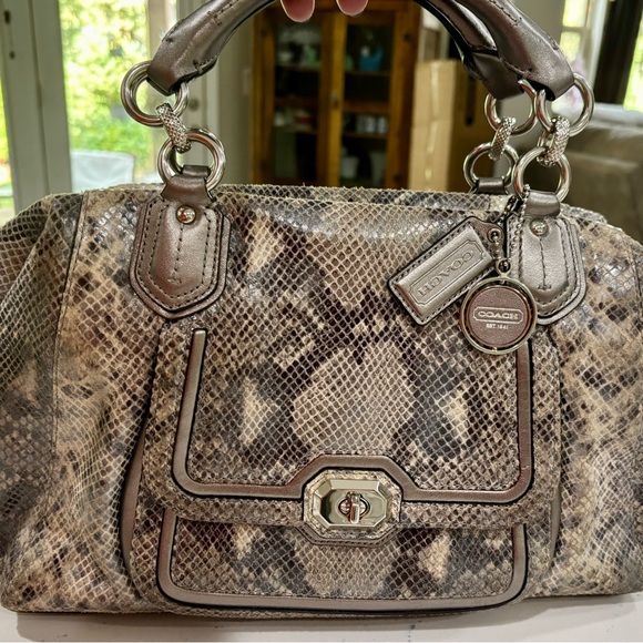 Coach Snakeskin Satchel in Gray and Brown - Picture 2 of 4
